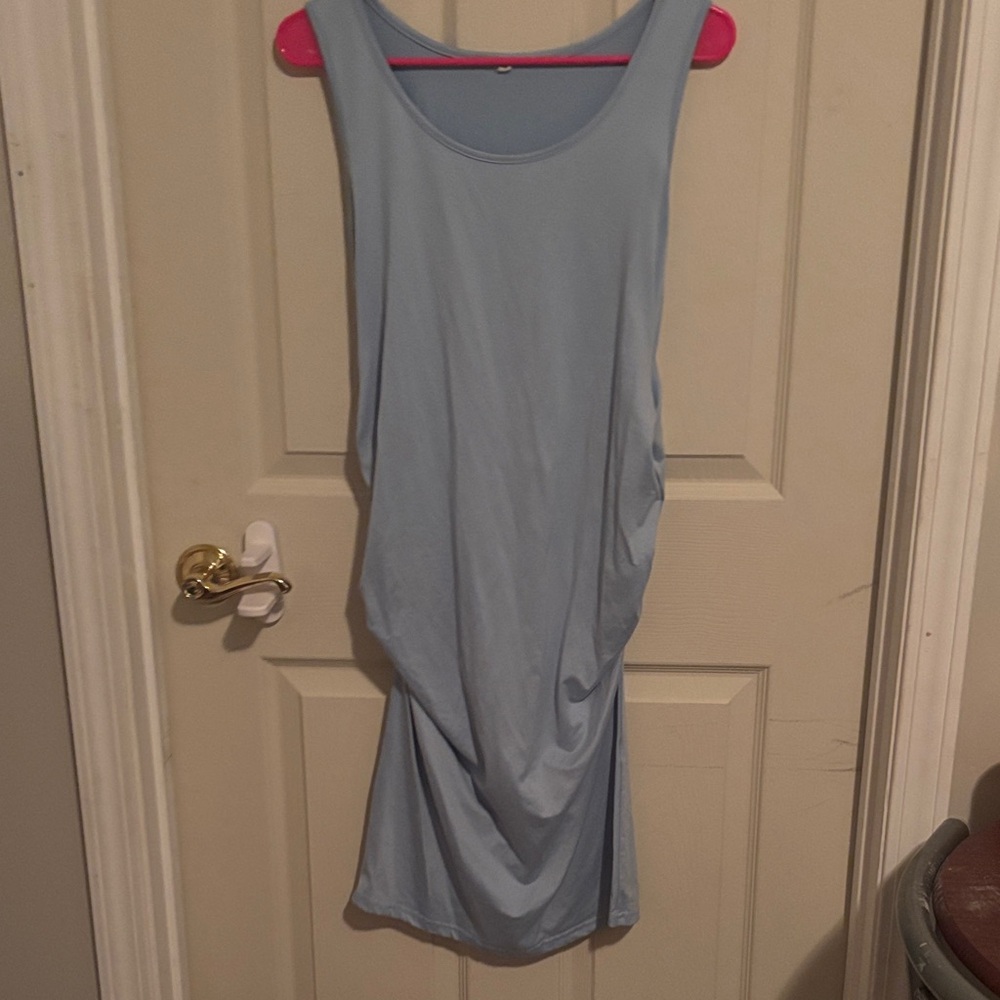 Light Blue Sleeveless Maternity Dress